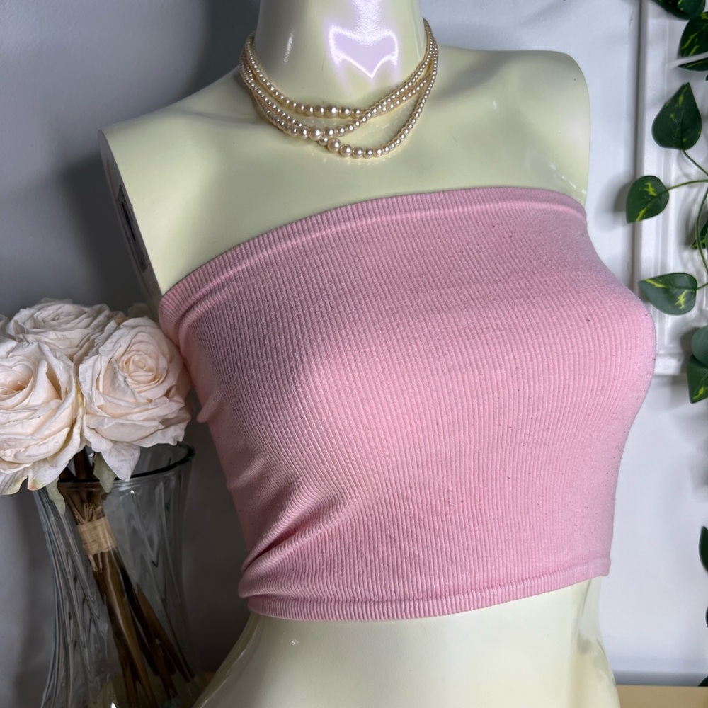 Pink Ribbed Tube Top
